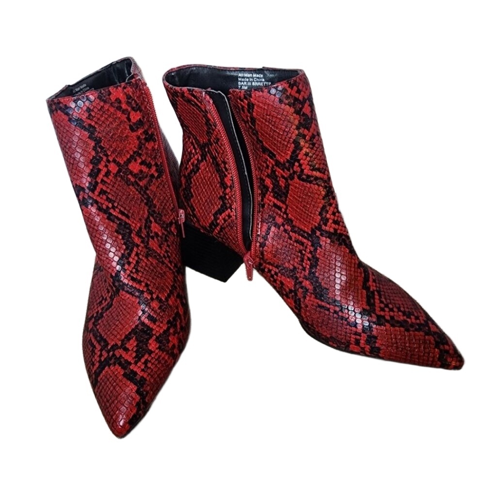 Bar Iii Red Snake Skin Print Pointed Toe Slip On … - image 4